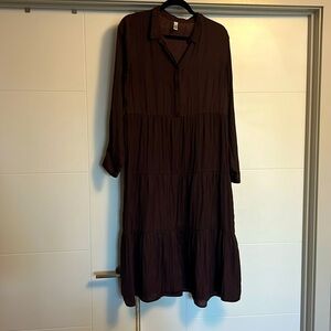 Soya concept beautiful rich brown flowy a line dress
